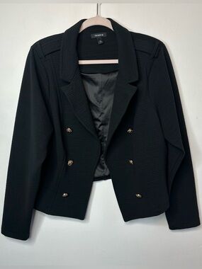 Torrid Women’s Plus Size Black Textured Ponte Crop Military Jacket Size 2 2X